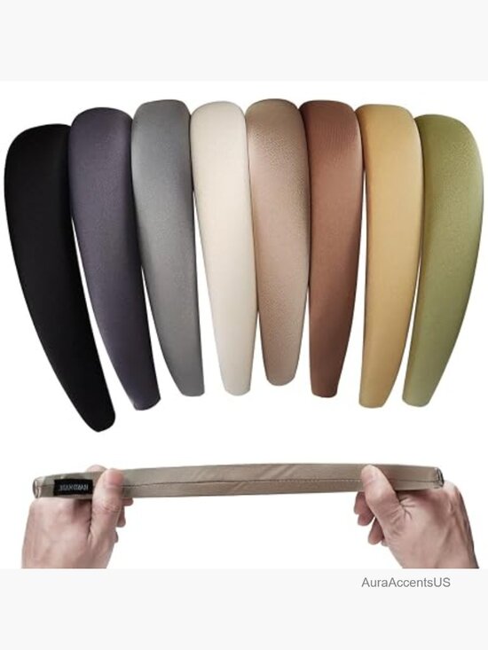 8 Pack Satin Headbands Wide Soft Padded Hair Hoop